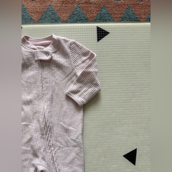 Cloud Island|Baby girl waffle knit Pink One Piece footless pajamas,long sleeve• - Picture 3 of 4